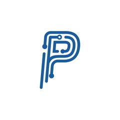 Wall Mural - letter P and technology logo template