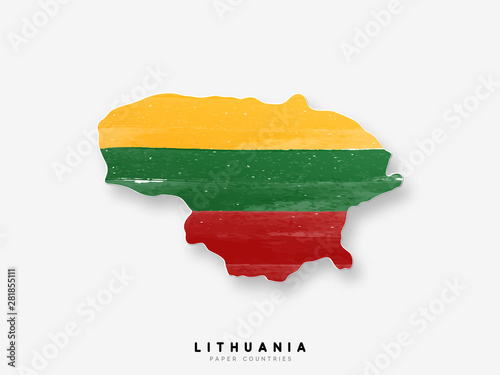 Cuadros en Lienzo Lithuania detailed map with flag of country
