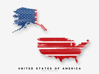 Wall Mural - United States of America detailed map with flag of country. Painted in watercolor paint colors in the national flag