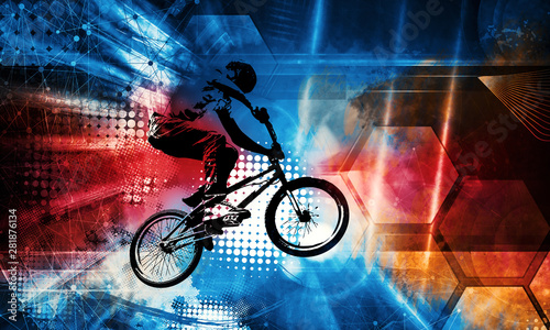 Fotografía Sport illustration of bmx rider