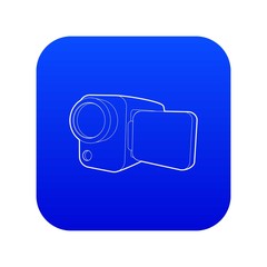 Poster - Camcorder icon blue vector isolated on white background