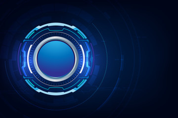 Poster - blue technology button, vector illustration