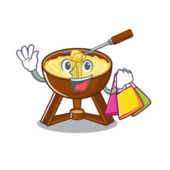 Canvas Print - Shopping cheese fondue with in mascot shape