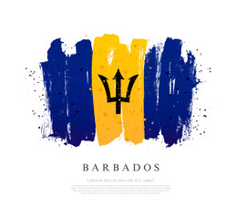 Wall Mural - Flag of Barbodos. Brush strokes are drawn by hand. Independence Day.