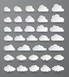 Cloud. Abstract white cloudy set isolated on dark background. Vector illustration