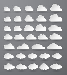 Wall Mural - cloud. abstract white cloudy set isolated on dark background. vector illustration