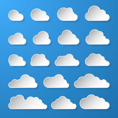 Wall Mural - cloud. abstract white cloudy set isolated on blue background. vector illustration