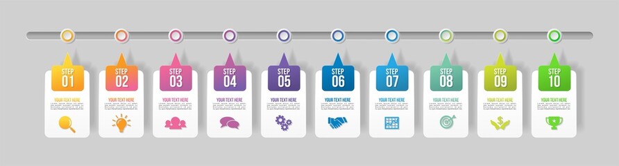 Poster - Vector Infographic Design Template with Options Steps and Marketing Icons can be used for info graph, presentations, process, diagrams, annual reports, workflow layout. Vector Illustration