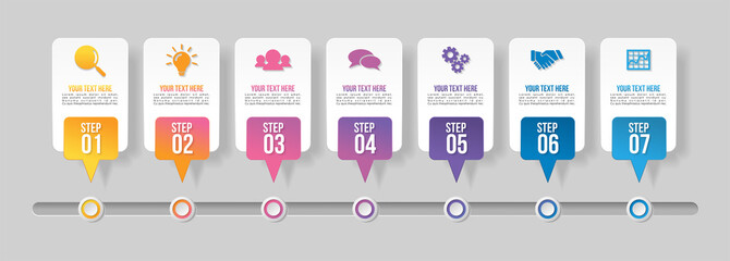 Poster - Vector Infographic Design Template with Options Steps and Marketing Icons can be used for info graph, presentations, process, diagrams, annual reports, workflow layout. Vector Illustration