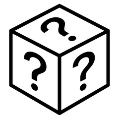 Mystery box or random loot box line art vector icon for games and apps