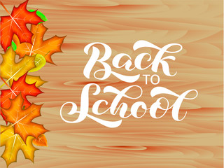 Wall Mural - Back to school brush lettering. Vector illustration for card or banner