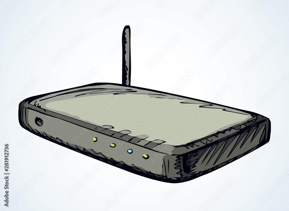 Modem with antenna. Vector drawing Stock Vector | Adobe Stock