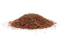 Heap Of Rooibos Tea Leaves On White Background.