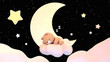 Cute sleeping bear with zzz effect on black background. Concept of sweet lullaby theme. 3d rendering picture.