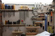 Workplace in the workshop: wall storage of tools