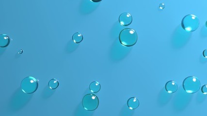 Poster - 3d render of water or glass bubbles. Abstract simple background with drops.