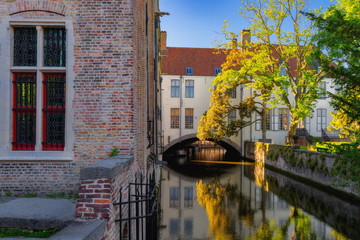 Wall Mural - Beautiful city Bruges (Brugge) old town in Belgium, Europe