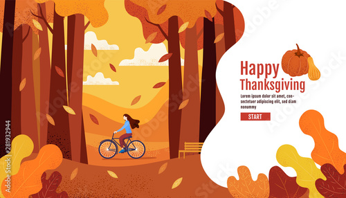 Happy Thanksgiving Autumn Banner Design Template Vector