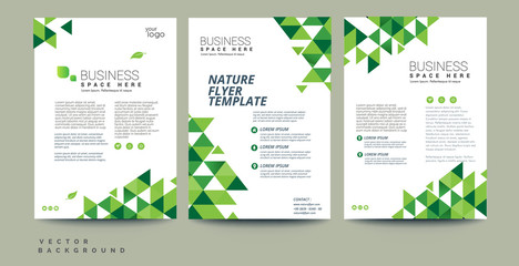 Wall Mural - Abstract Vector eco flyer, poster, brochure, magazine cover template. Modern green leaf, environment design. - Vector