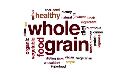 Sticker - Whole grain animated word cloud. Kinetic typography.