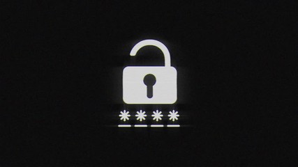 Poster - Secure password in glitch effect mp4 video on dark background