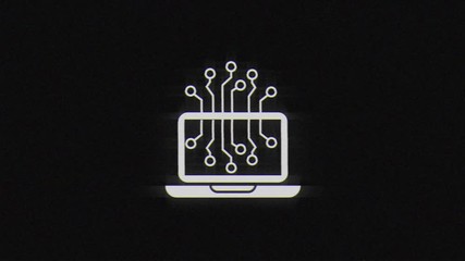 Poster - Laptop chip in glitch effect mp4 video on dark background