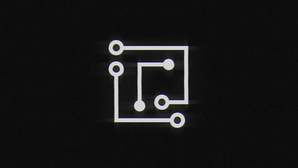 Poster - Laptop chip in glitch effect mp4 video on dark background