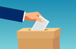Vector of a hand inserting in box a ballot paper