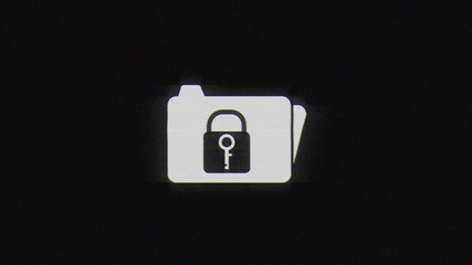 Poster - File lock in glitch effect mp4 video on dark background