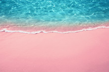 Tropical Pink Sandy Beach And Clear Turquoise Water