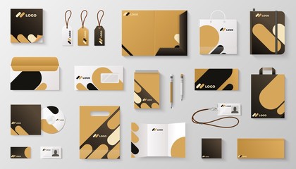 set of corporate identity branding mockup. realistic office stationery branding business card letter