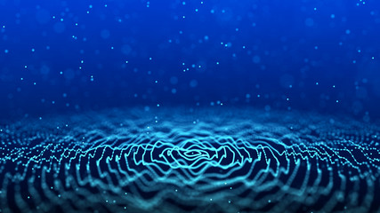 Fototapete - Abstract background with spider web. Dynamic wave of particles. Big data. 3d rendering.