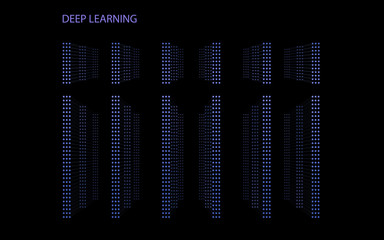 Fototapete - 3D Neural network with six layers.