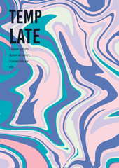 Wall Mural - marble pastel texture. vector abstract background a4. fluid art. liquid mixed paint colors pink, blu