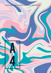 Wall Mural - marble pastel texture. vector abstract background a4. fluid art. liquid mixed paint colors pink, blu