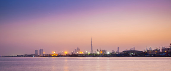 Wall Mural - sunset in Dubai city view, United Arab Emirates