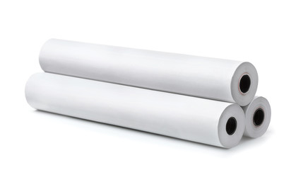 three rolls of blank white paper