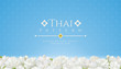 template background for Mothers day thailand and beautiful Jasmine flower with modern line Thai pattern traditional concept