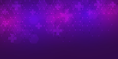 Abstract medical background with hexagons pattern. Concepts and ideas for healthcare technology, innovation medicine, health, science and research.