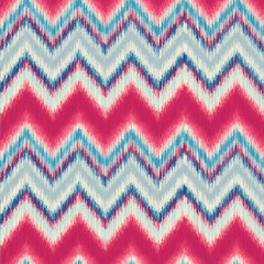 Wall Mural - Modern Ikat Chevron Seamless Repeat Vector Pattern Swatch.  Ancient Indonesian Weaving Technique.  Ombre, gradient, colorful. Zig zag.