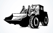 Tractor With Bucket. Vector Drawing