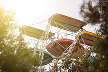 Ferris Wheel In The Park, The Upper Part Closeup, Toned  