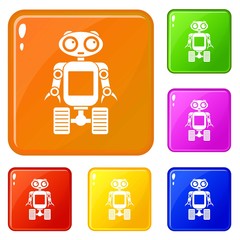 Poster - Robot on wheels icons set collection vector 6 color isolated on white background