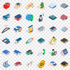 Poster - Roof icons set. Isometric style of 36 roof vector icons for web for any design