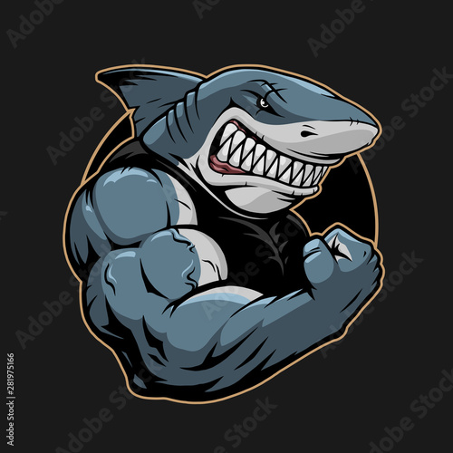 Fotografía Angry shark logo template illustration