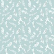 Winter Seamless Pattern. Hand Drawn Floral Christmas Background. Doodle Vector Illustration.