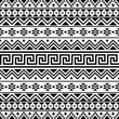 Ikat Aztec ethnic seamless pattern design in black and white color. Ethnic Illustration vector. 