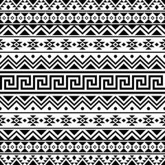 Ikat Aztec ethnic seamless pattern design in black and white color. Ethnic Illustration vector. 
