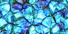 Blue Crystal Gem Wall Background. Gemstone Seamless Pattern. Shiny Colors Rock Stone Texture.