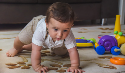 sweet baby playing with her toys.